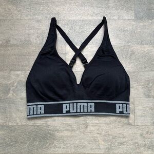 PUMA Black and Gray Crossback Sports Bra